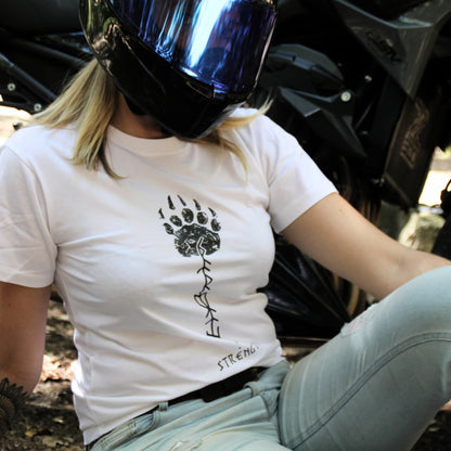 Tshirt coton blanc femme motarde strength viking