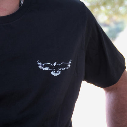 T-shirt homme en coton noir et imprimé recto verso aigle