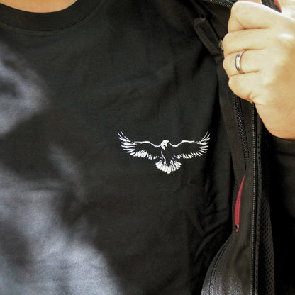 Tshirt biker unisexe noir avec aigle sur le cœur