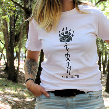 Tshirt cadeau motarde blanc patte d’ours strength