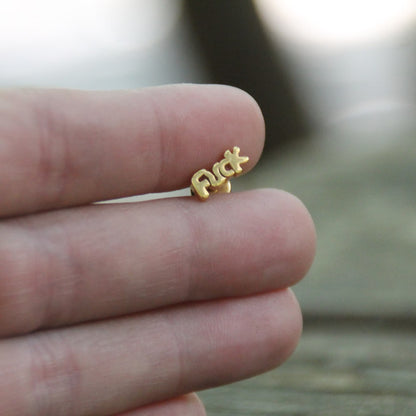 Boucles d'oreilles fuck en acier inoxydable finition dorée