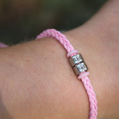 Bracelet simili cuir rose ajustable Ride Safe. Cadeau motarde original
